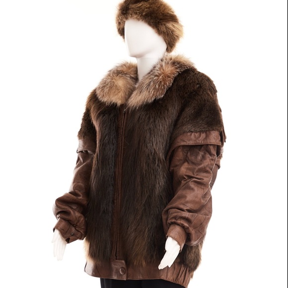 80’s fur and leather coat and vest / removable sleeves - Picture 3 of 8